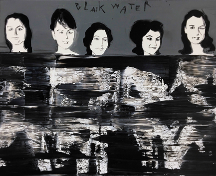  Reza Derakshani. Black Water, 2016. Öl und Lackfarbe auf Leinwand. 153 x 183 cm. Foto: Reza Derakshani. © 2016 Reza Derakshani