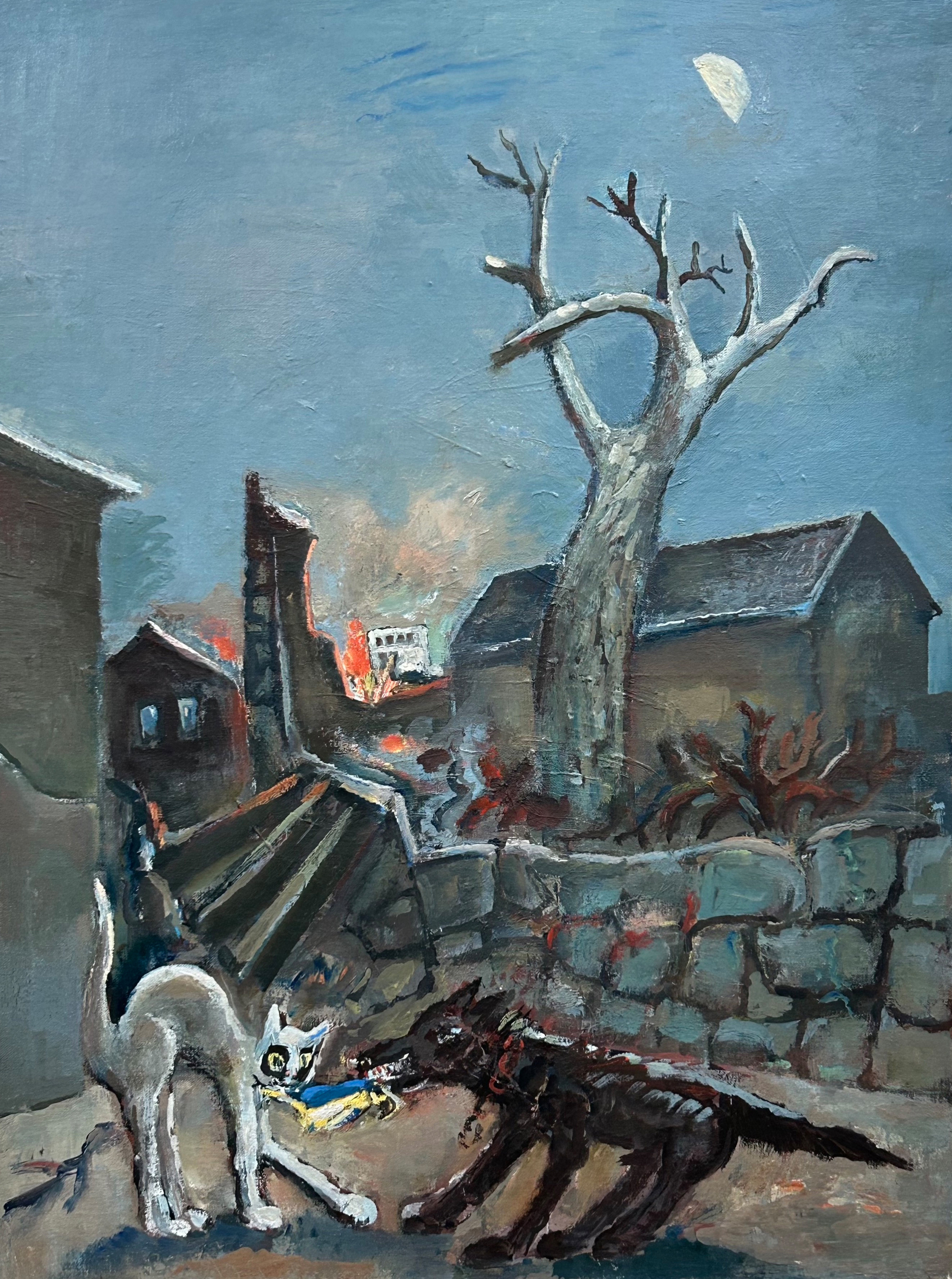 Ralf Kerbach, Mondnacht, 2023, Öl auf Leinwand, 120 x 90 cm