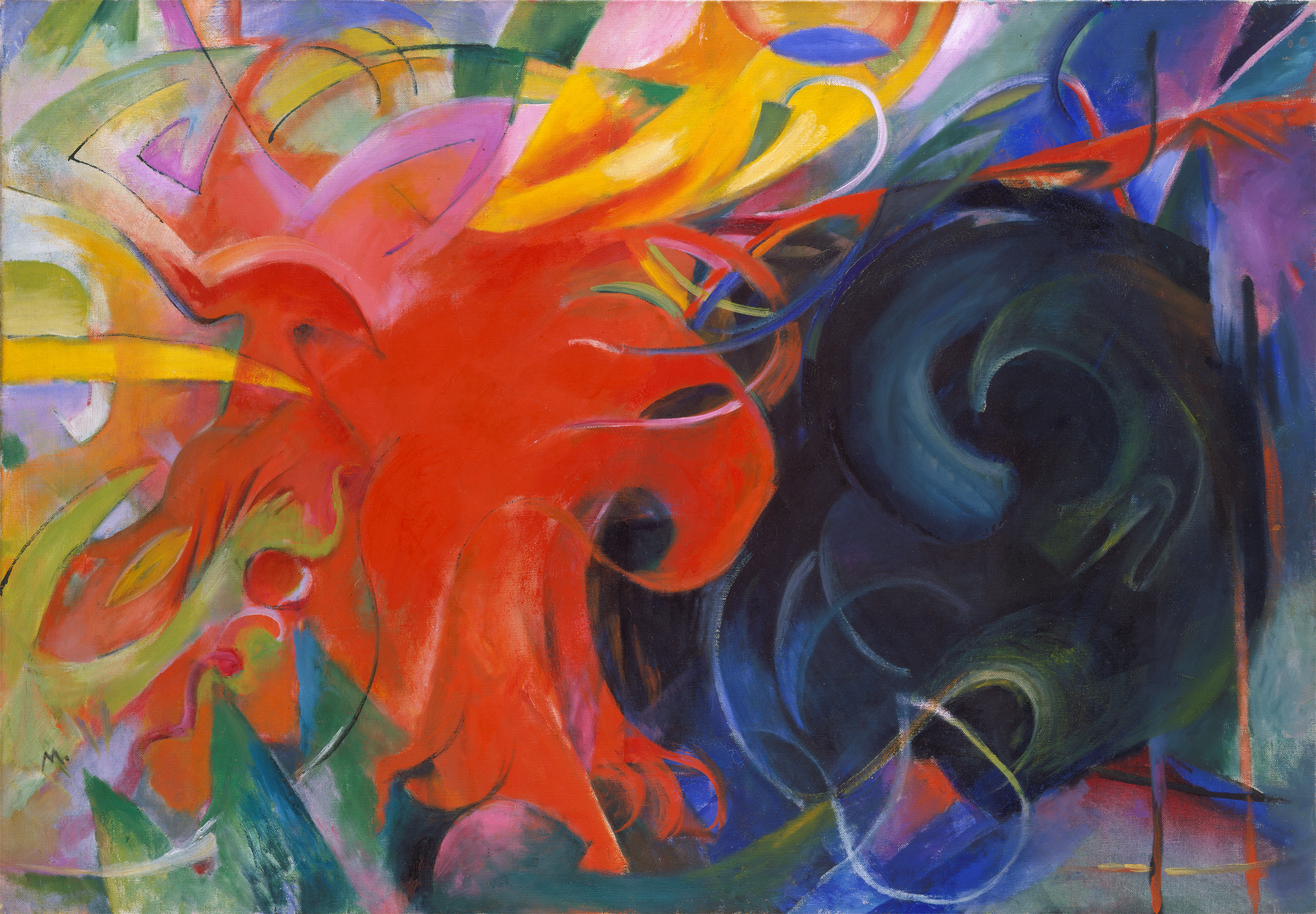 Franz Marc, Kämpfende Formen, 1914. Öl auf Leinwand, 91 x 131,5 cm. Bayerische Staatsgemäldesammlungen, Pinakothek der Moderne, München. © Blauel/Gnamm/ARTOTHEK