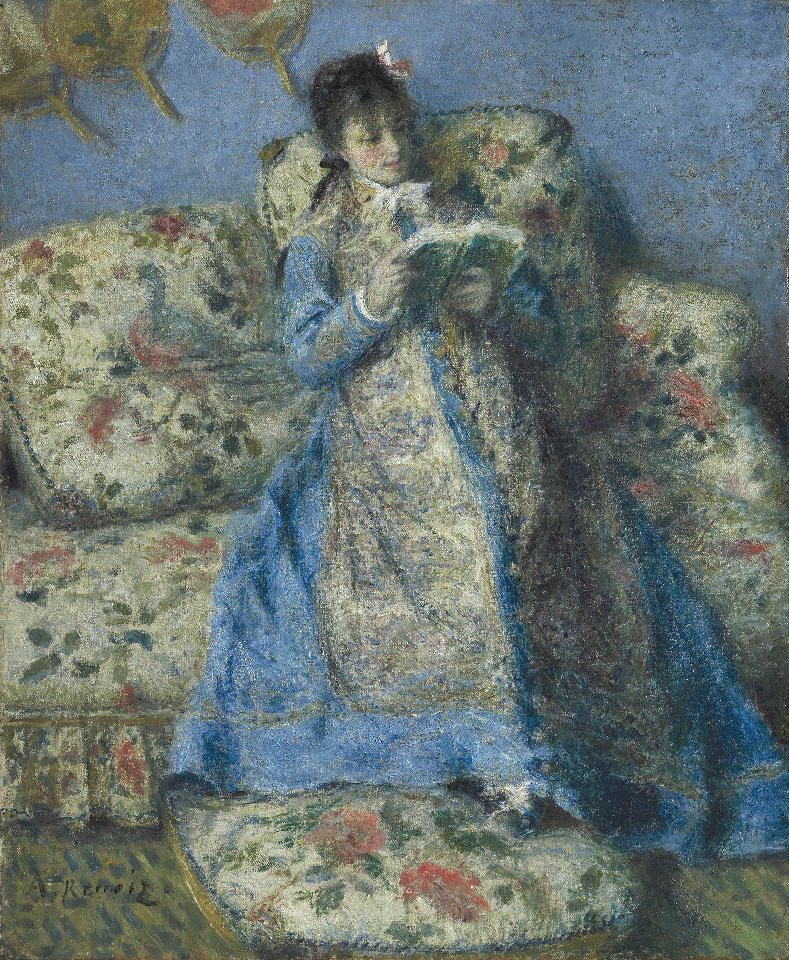 Pierre-Auguste Renoir (1841–1919) Bildnis von Madame Monet (Madame Claude Monet lesend), um 1874 Öl auf Leinwand 61,7 × 50,3 cm The Clark Art Institute, Williamstown Foto: Image courtesy Clark Art Institute. clarkart.edu