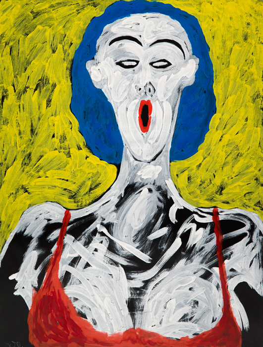 Karla Woisnitza (1952): Sängerin IV, (aus der Serie Sängerin I-IV), 1986, Gouache auf Papier; 63 x 48 cm, erworben 1991; Foto: Winfried Mausolf, Frankfurt (Oder)