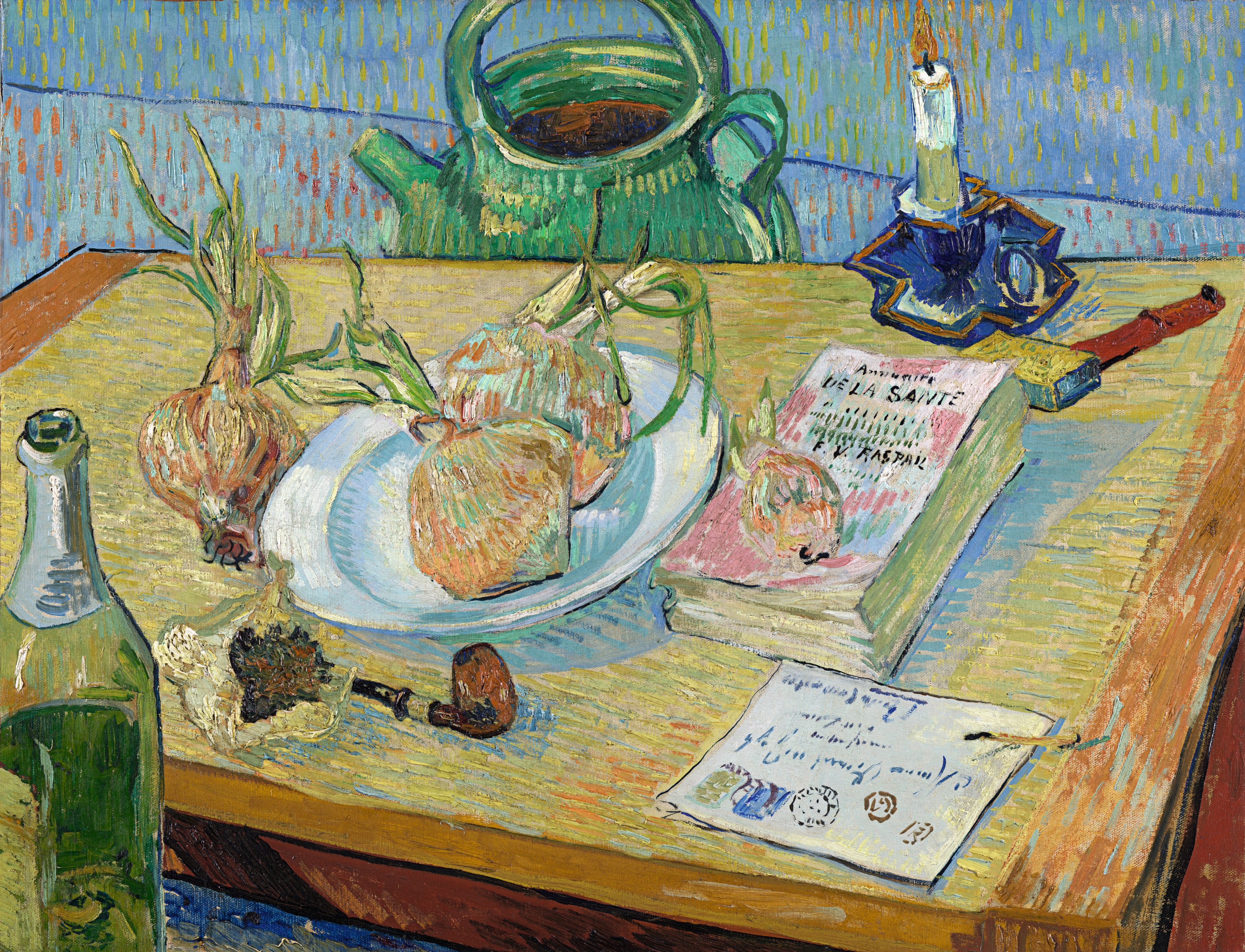 Vincent van Gogh (1853-1890), Stillleben mit einem Teller Zwiebeln, 1889, Öl auf Leinwand, 49,6 x 64,4 cm, Kröller-Müller Museum, Otterlo, Niederlande