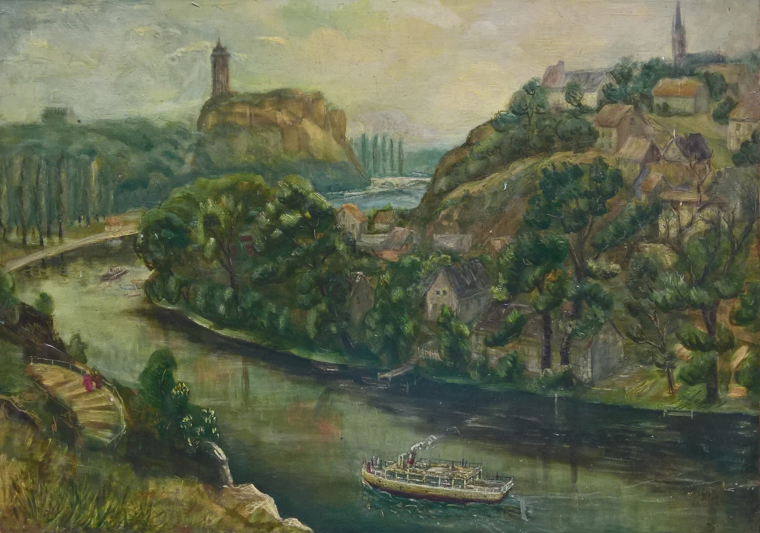 Heinz Felsch, Giebichenstein , Öl auf Hartfaser , 49 x 68 cm