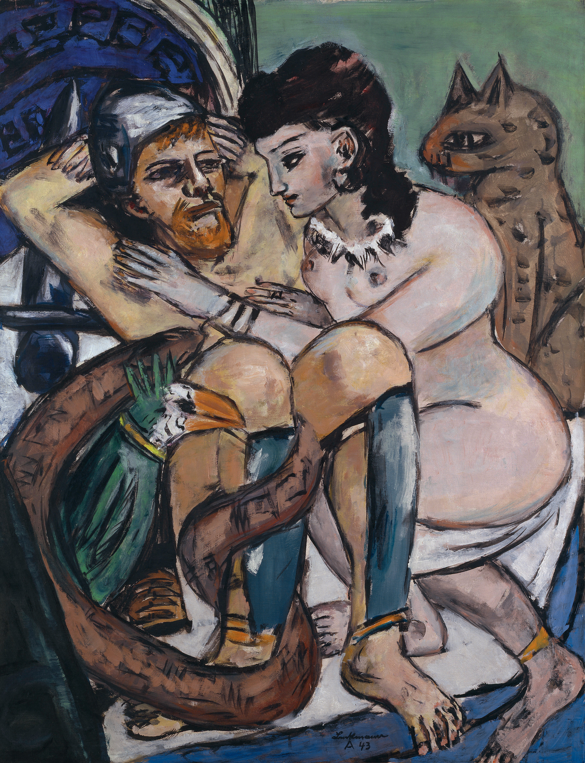 Max Beckmann (1884–1950). Odysseus und Kalypso, 1943. Öl auf Leinwand, 150 x 115,5 cm. Hamburger Kunsthalle © VG Bild-Kunst, Bonn 2020 © Hamburger Kunsthalle / bpk Foto: Elke Walford