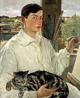 Lotte Laserstein, Selbstporträt mit Katze, 1928.New Walk Museum and Art Gallery, Leicester Reproduced courtesy of Leicester Arts and Museums Service / Bridgeman Images © VG Bild-Kunst, Bonn 2019 