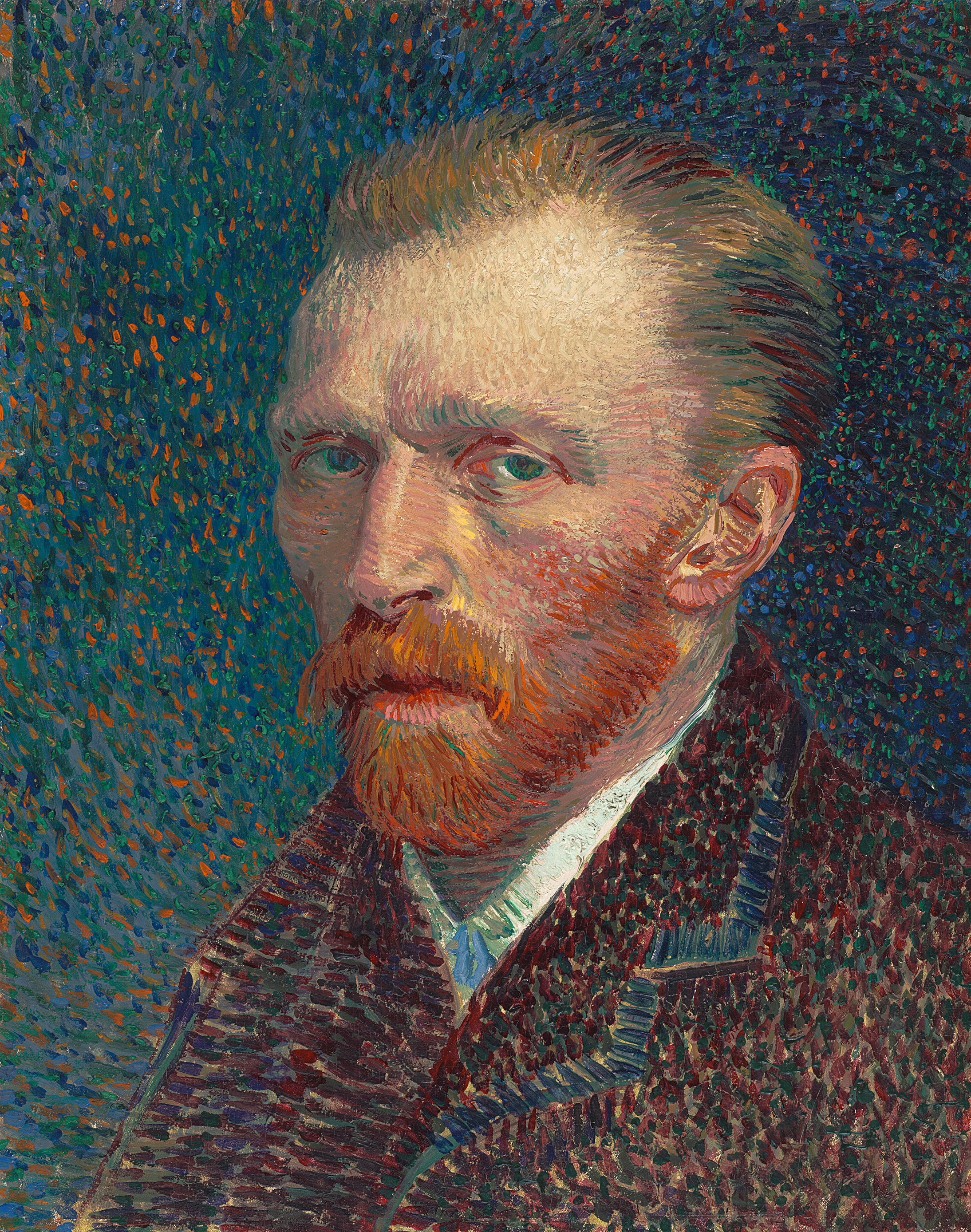 Vincent van Gogh (1853–1890). Selbsporträt, 1887. Öl auf Malpappe, montiert auf parkettierter Holztafel, 41 x 32,5, cm. The Art Institute of Chicago, Joseph Winterbotham Collection, 1954.326.