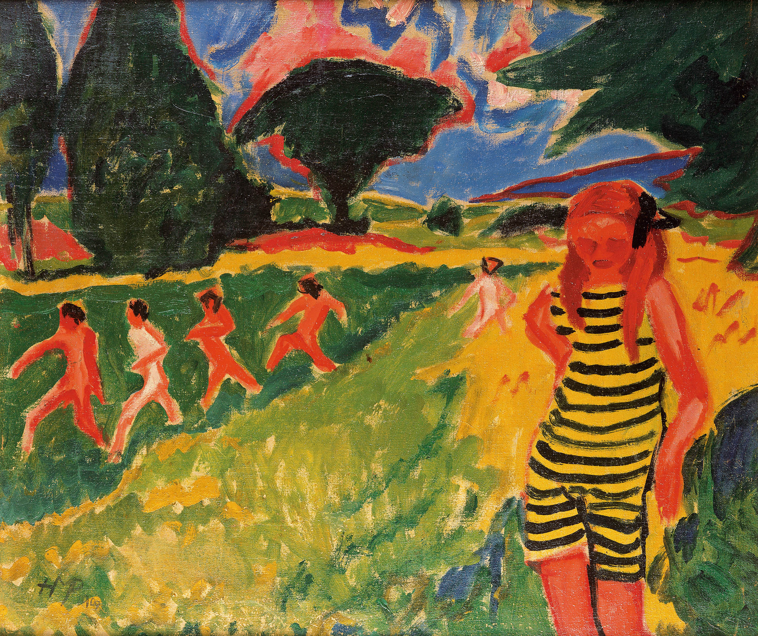 Max Pechstein (1881-1955): Das gelbschwarze Trikot, 1910, Brücke-Museum Berlin, Dauerleihgabe aus Privatbesitz, © 2017 Pechstein Hamburg / Tökendorf