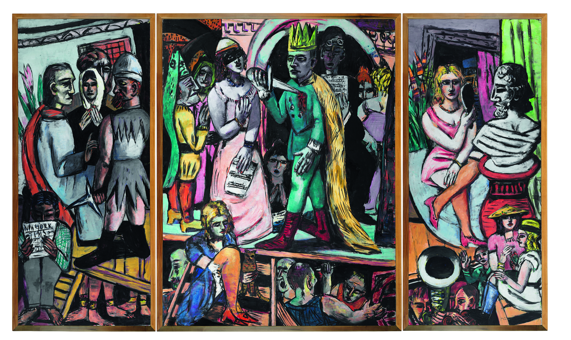 Max Beckmann: Schauspieler. Triptychon 1941/42, Harvard Art Museums/Fogg Museum, Cambridge, MA, Schenkung Lois Orswell, © VG Bild-Kunst, Bonn 2018, Photo: Imaging Department, © President and Fellows of Harvard College