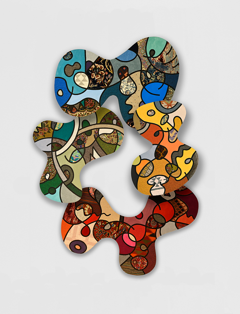 Nevin Aladag, Social Fabric, Floating Leaves, 2023, Teppich Collage auf Holz, Sammlung Pohl, Marburg © VG Bild-Kunst, Bonn 2026