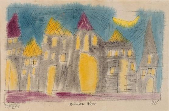 Lyonel Feininger (New York 1871 – 1956 New York), Beleuchtete Häuser, 1921, Feder, Aquarell, 20,5 x 30 cm, Museum Kunstpalast, Düsseldorf, Inv.-Nr. K 1964-47, © Foto: Horst Kolberg, Neuss, © VG Bild-Kunst, Bonn 2016