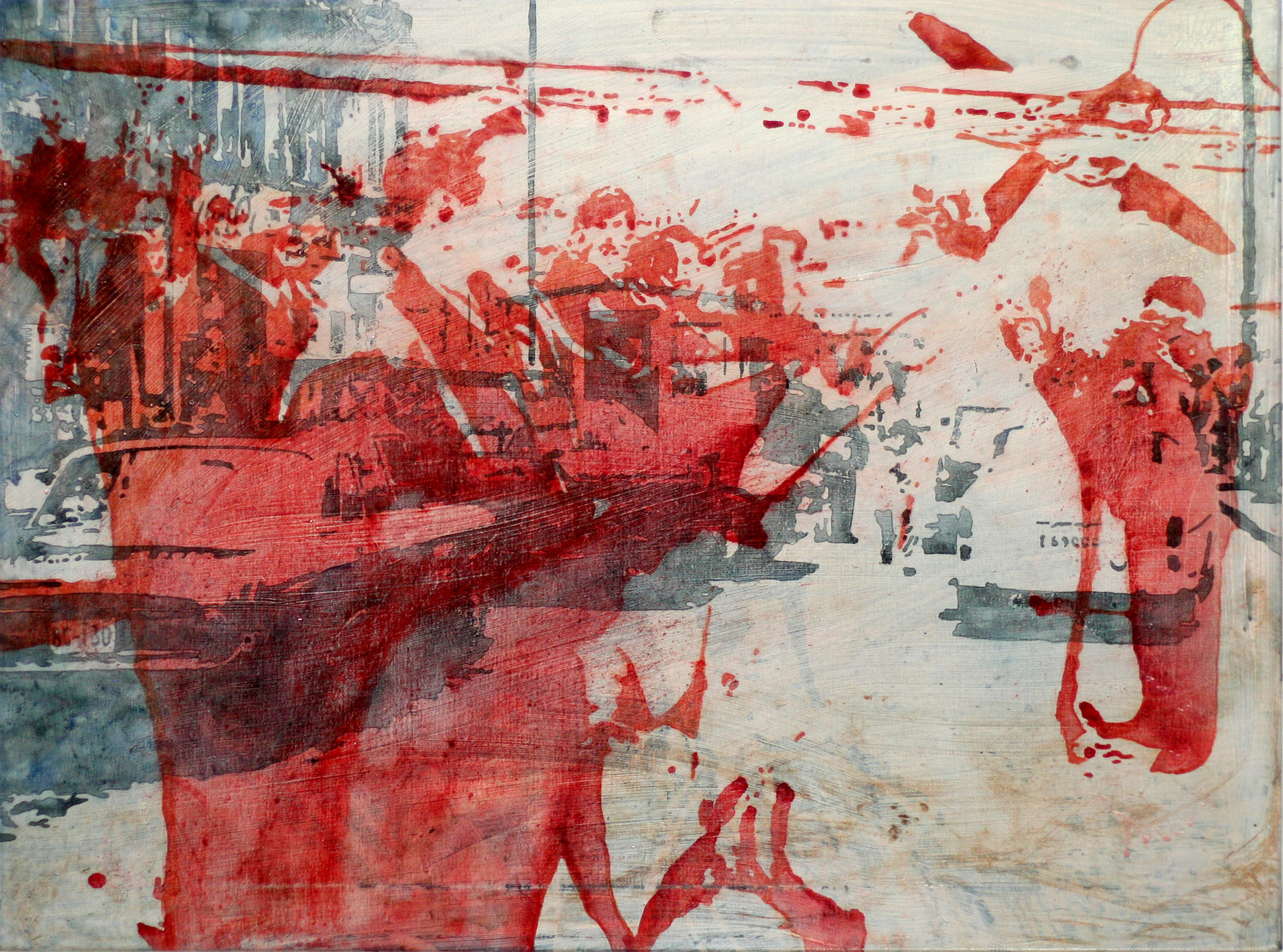 Peer Boehm - Grenzerfahrung, 2020, Aquarell, Tusche und Acryl auf Leinwand, 70 x 90 cm