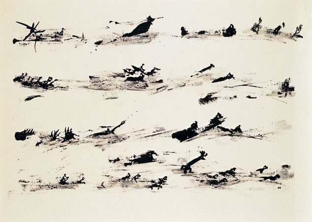 Henri Michaux, Ohne Titel, 1961 Chinatusche auf Papier, 50 x 65 cm 