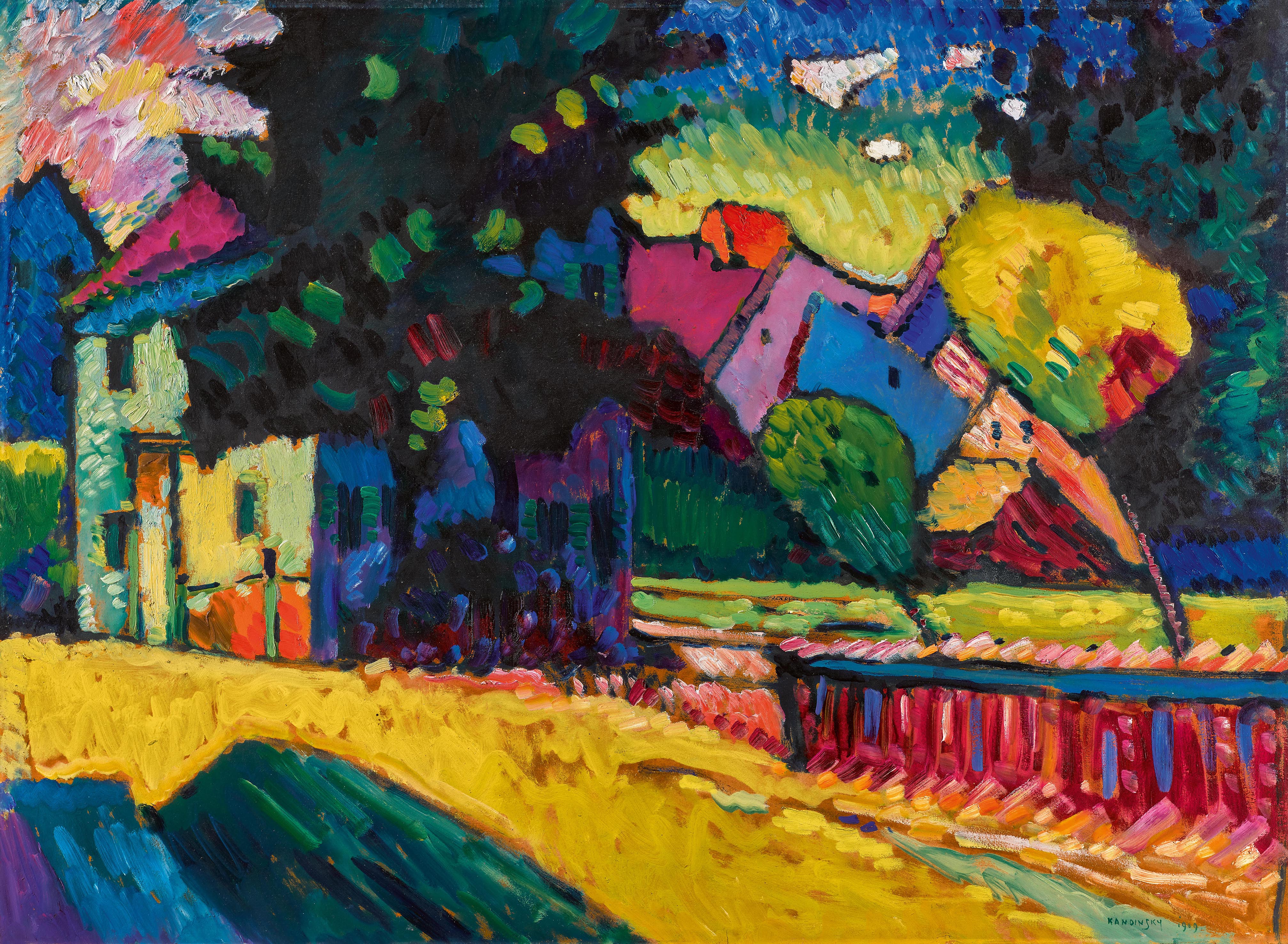 Wassily Kandinsky, Murnau – Landschaft mit grünem Haus, 1909, Privatsammlung 