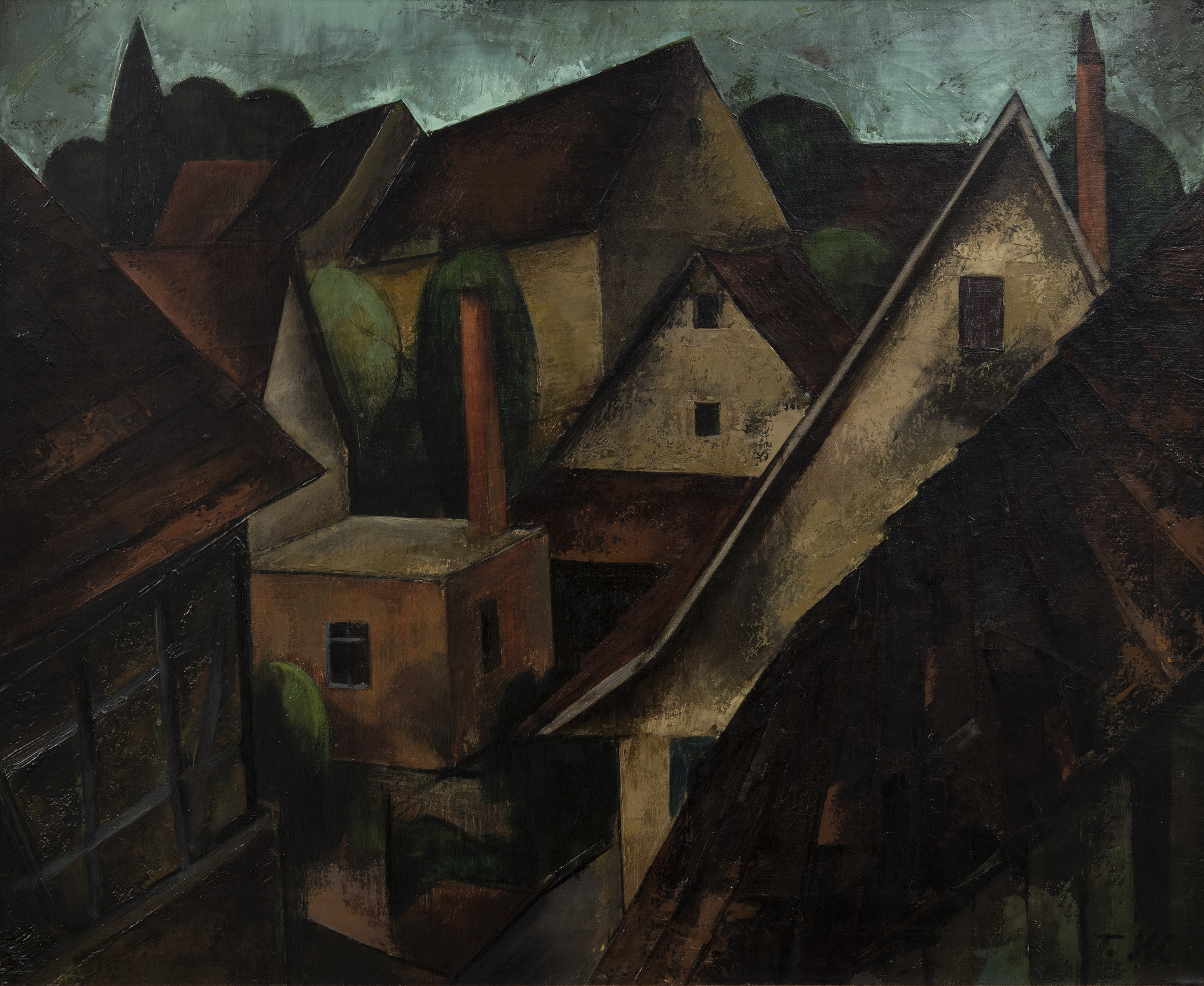 Theodor Werner Schwäbisches Dorf, 1927 Öl auf Leinwand 60 x 74 cm Kunstmuseum Stuttgart Foto: Frank Kleinbach, Stuttgart