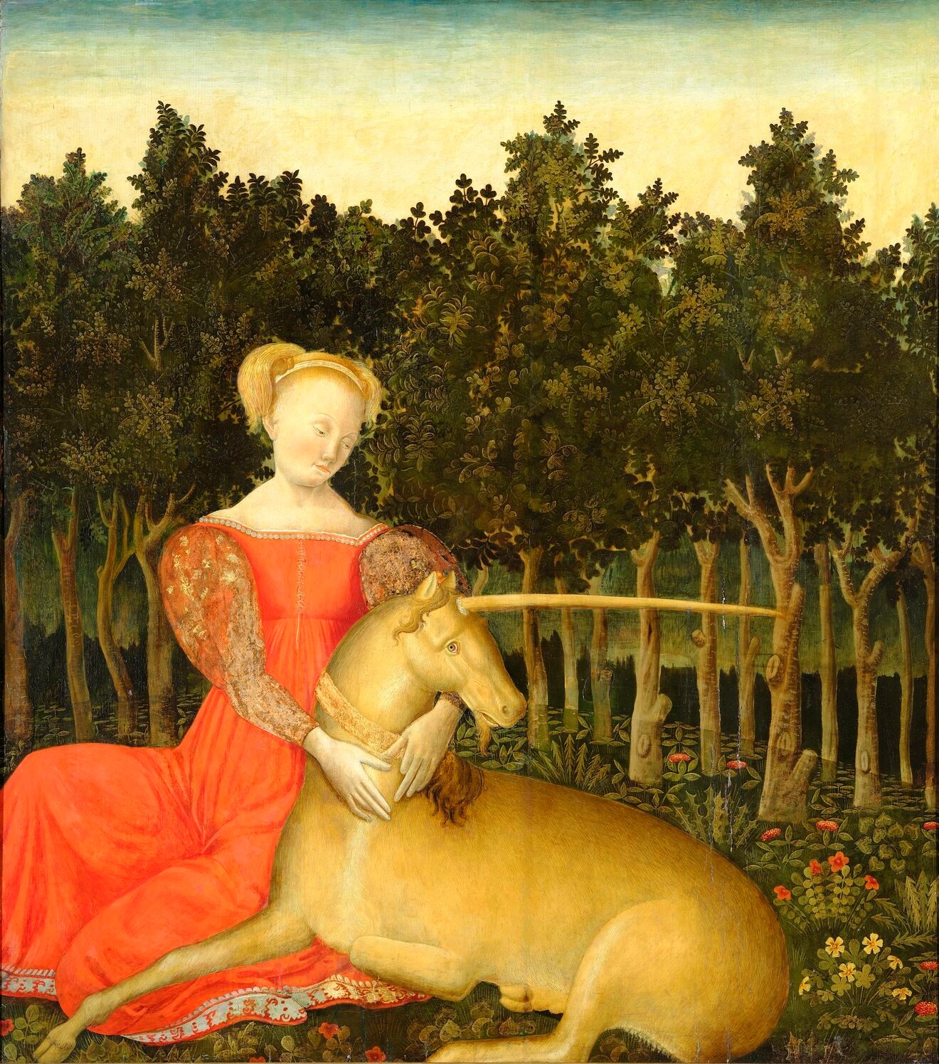 Dario di Giovanni, zugeschr.: Jungfrau mit Einhorn (Portrait der Caterina Corner als Allegorie der Keuschheit), um 1467/68, Keresztény Múzeum / Christliches Museum, Esztergom