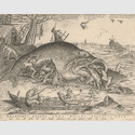 Pieter Bruegel d. Ä. Gestochen von Pieter van der Heyden Die großen Fische fressen die kleinen, 1570 Kupferstich 228 x 295 mm Staatliche Graphische Sammlung München