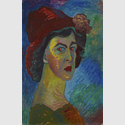 Marianne von Werefkin, Selbstbildnis I, um 1910, Tempera, Lackbronze auf Papier auf Pappe, 51 cm x 34 cm x 0,3 cm, Städtische Galerie im Lenbachhaus und Kunstbau München